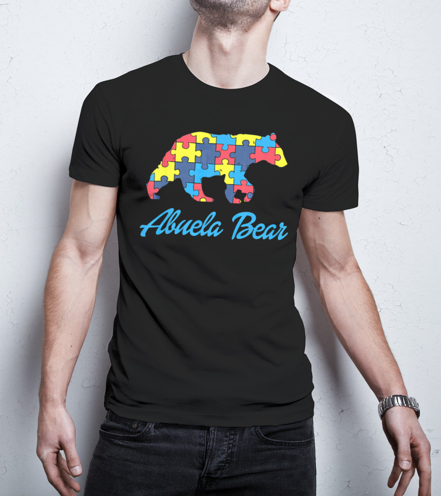 Abuela Bear Autism Awareness Puzzle T-Shirt
