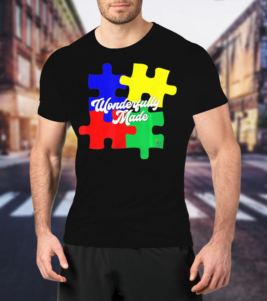 Wonderfully Made Autism Awareness Puzzle Pieces T-Shirt