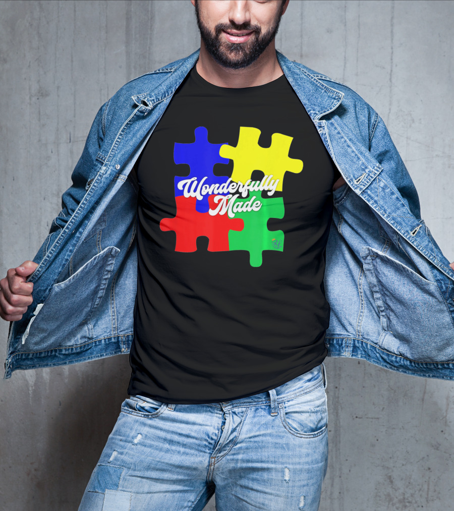 Wonderfully Made Autism Awareness Puzzle Pieces T-Shirt
