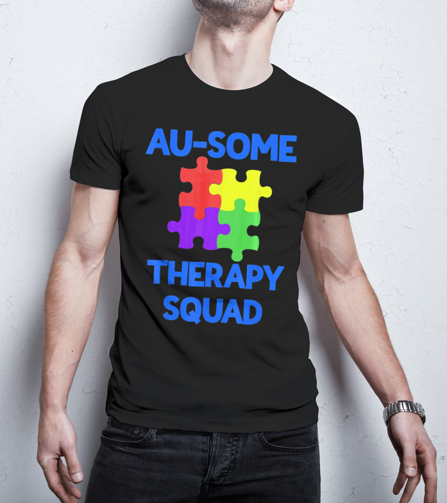 AU-SOME Therapy Squad Autism Awareness Puzzle Pieces T-Shirt
