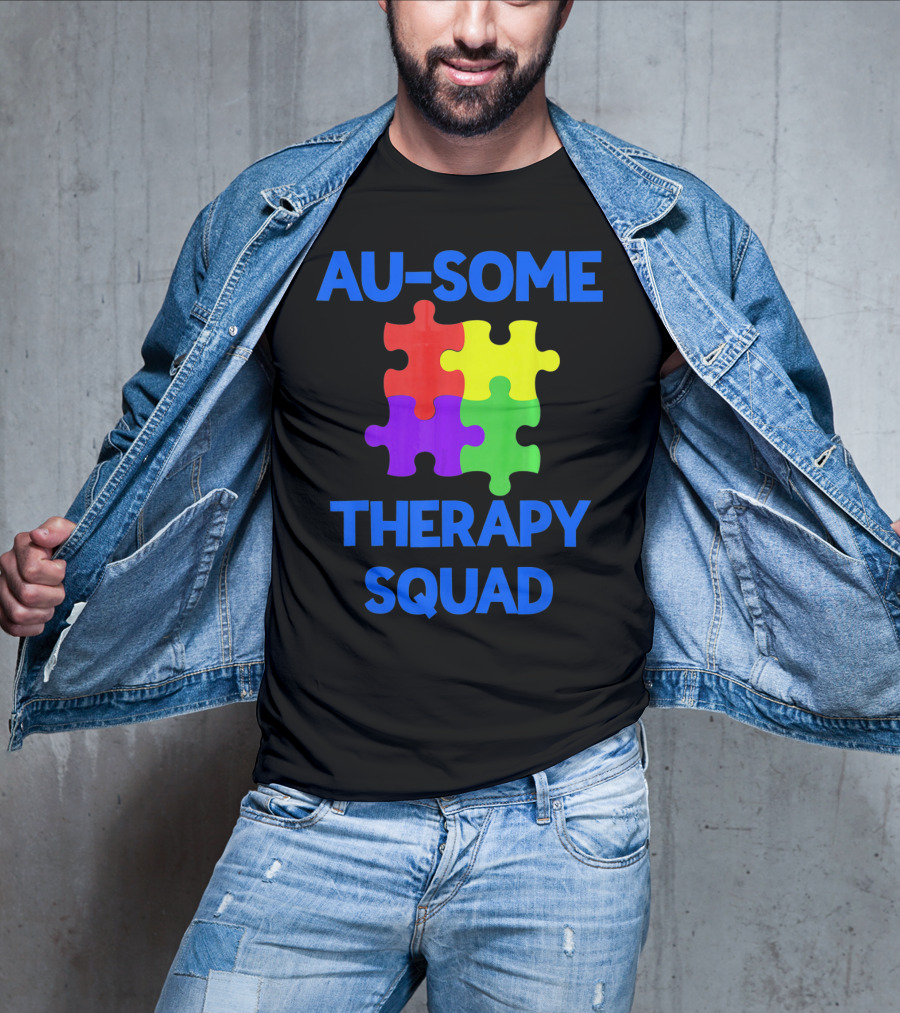 AU-SOME Therapy Squad Autism Awareness Puzzle Pieces T-Shirt