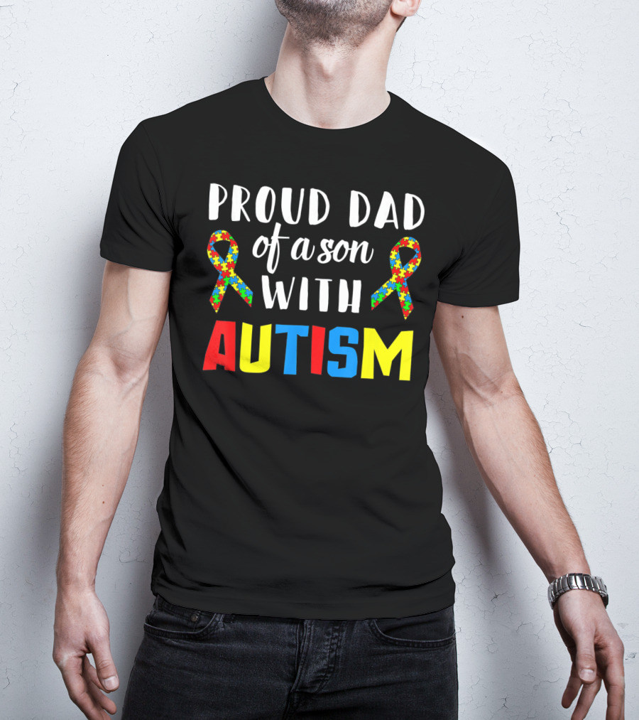 Proud Dad Of A Son With Autism Puzzle T-Shirt