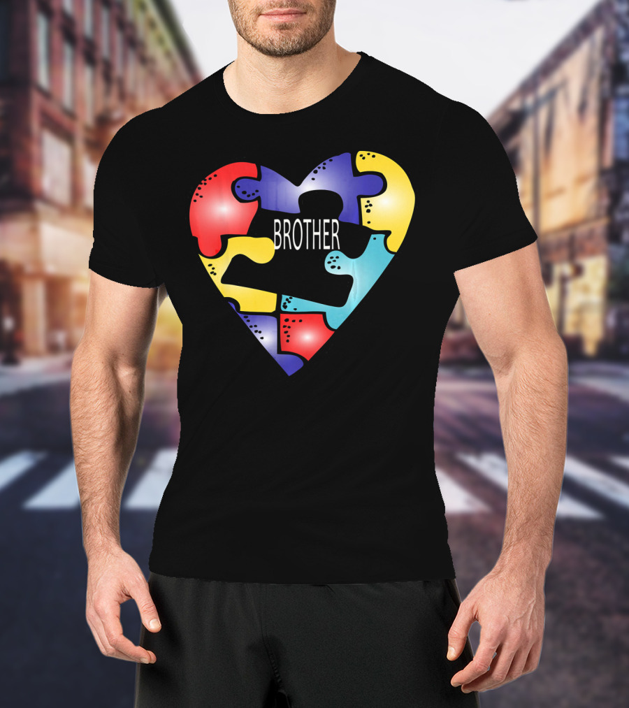 Brother Puzzle Heart Autism Awareness T-Shirt