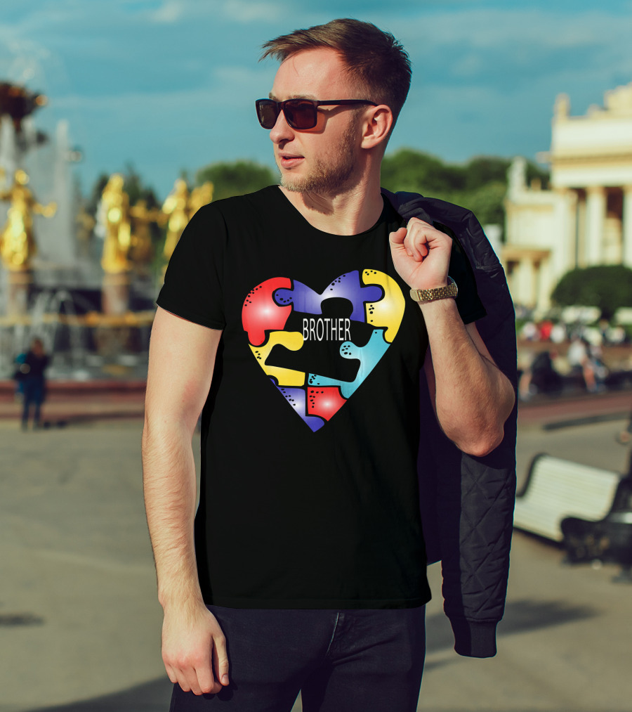 Brother Puzzle Heart Autism Awareness T-Shirt