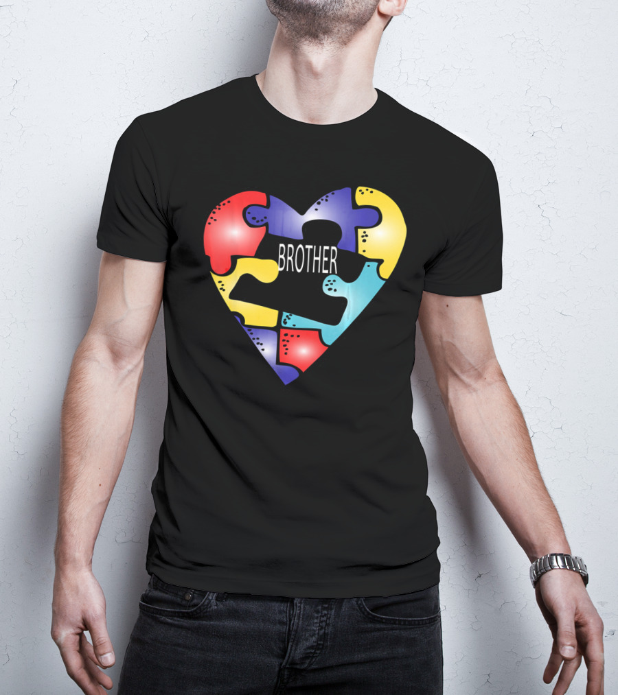 Brother Puzzle Heart Autism Awareness T-Shirt