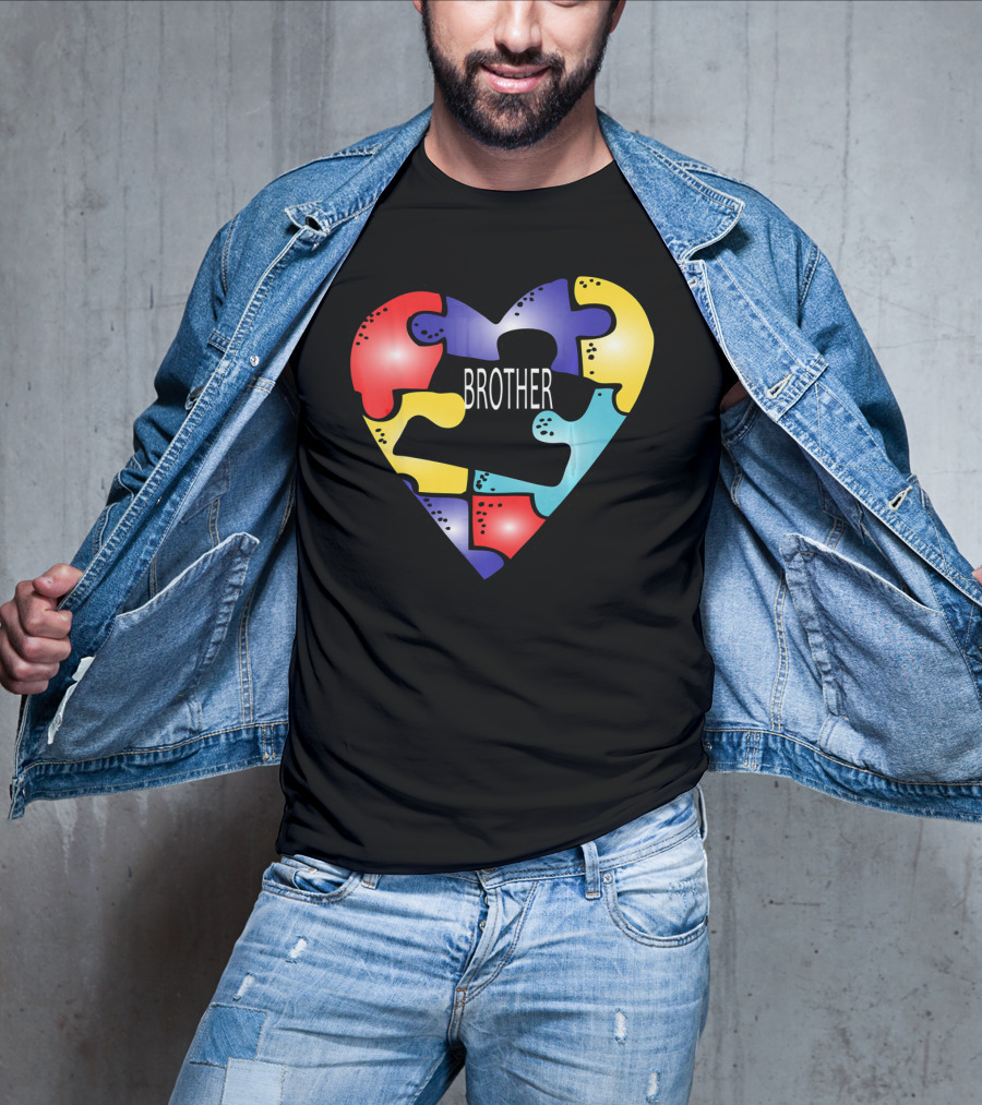Brother Puzzle Heart Autism Awareness T-Shirt