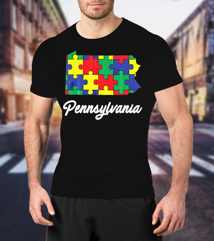 Pennsylvania Autism Puzzle Map Awareness T-Shirt