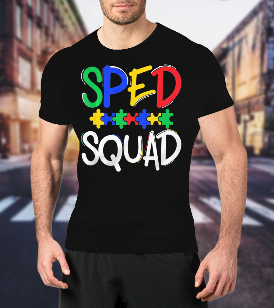 SPED Squad Autism Awareness Puzzle Piece Colors T-Shirt