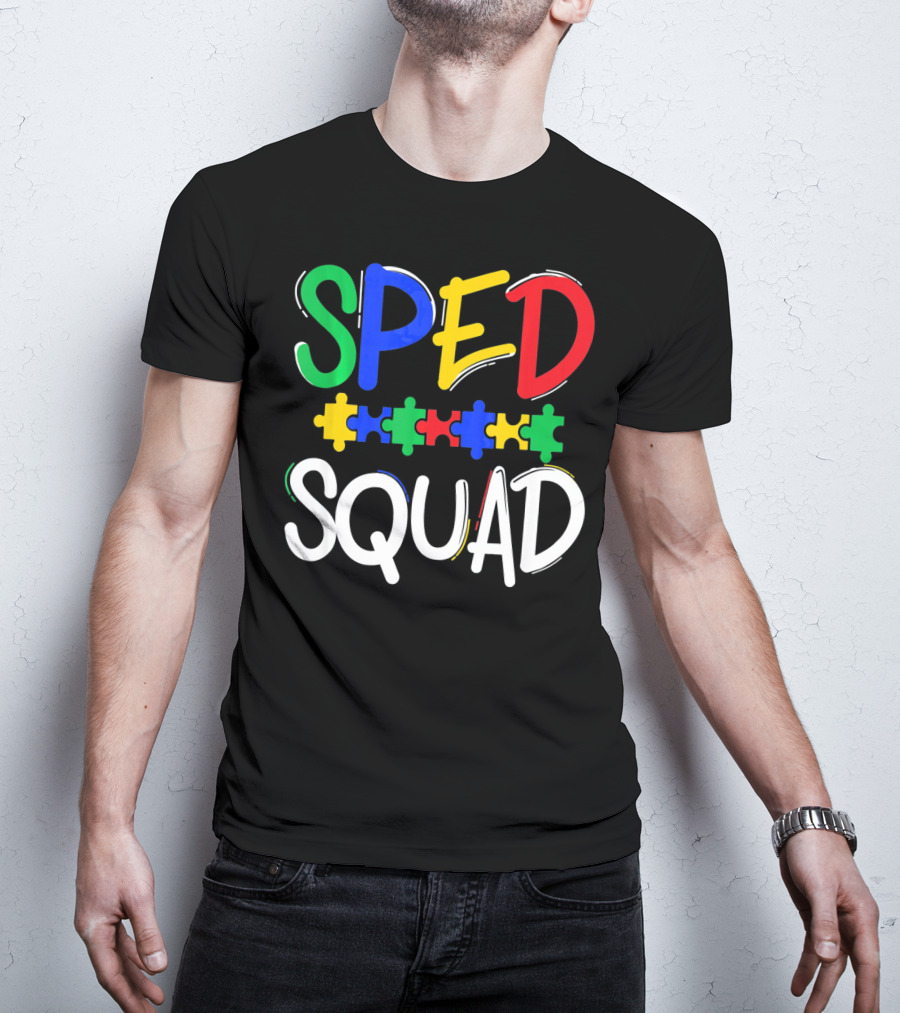 SPED Squad Autism Awareness Puzzle Piece Colors T-Shirt