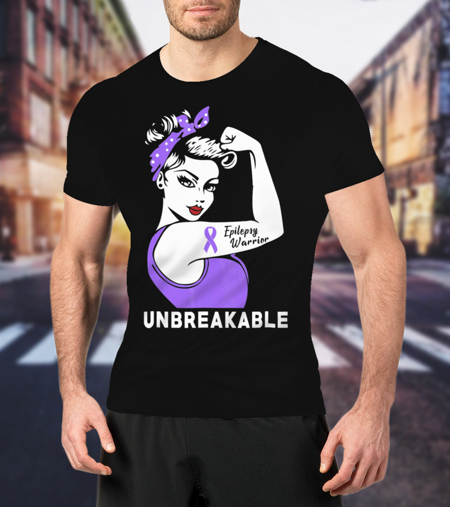 Epilepsy Warrior Unbreakable With Purple T-Shirt