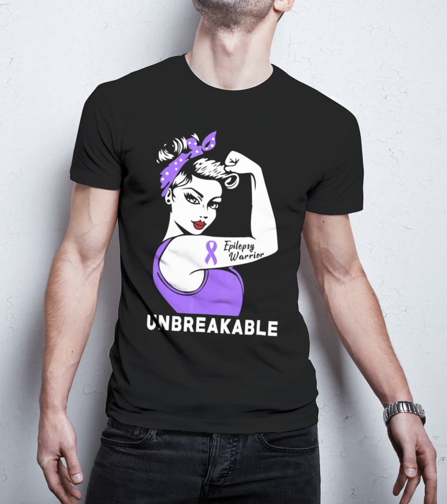 Epilepsy Warrior Unbreakable With Purple T-Shirt