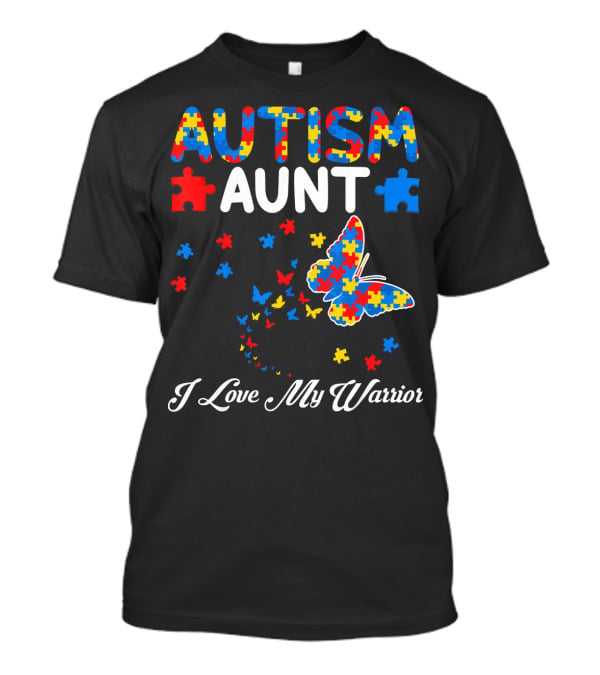 Autism Aunt I Love My Warrior Butterfly Puzzle T-Shirt