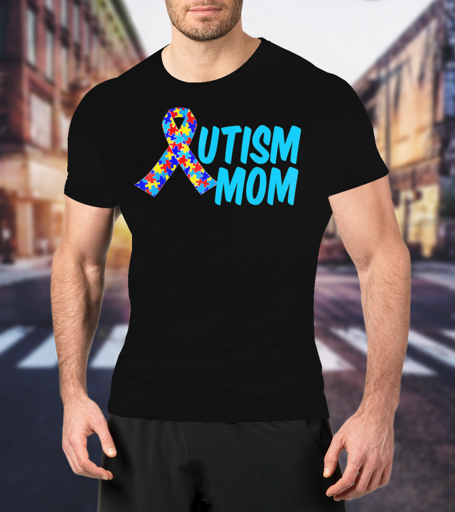 Autism Mom Puzzle Ribbon Awareness T-Shirt