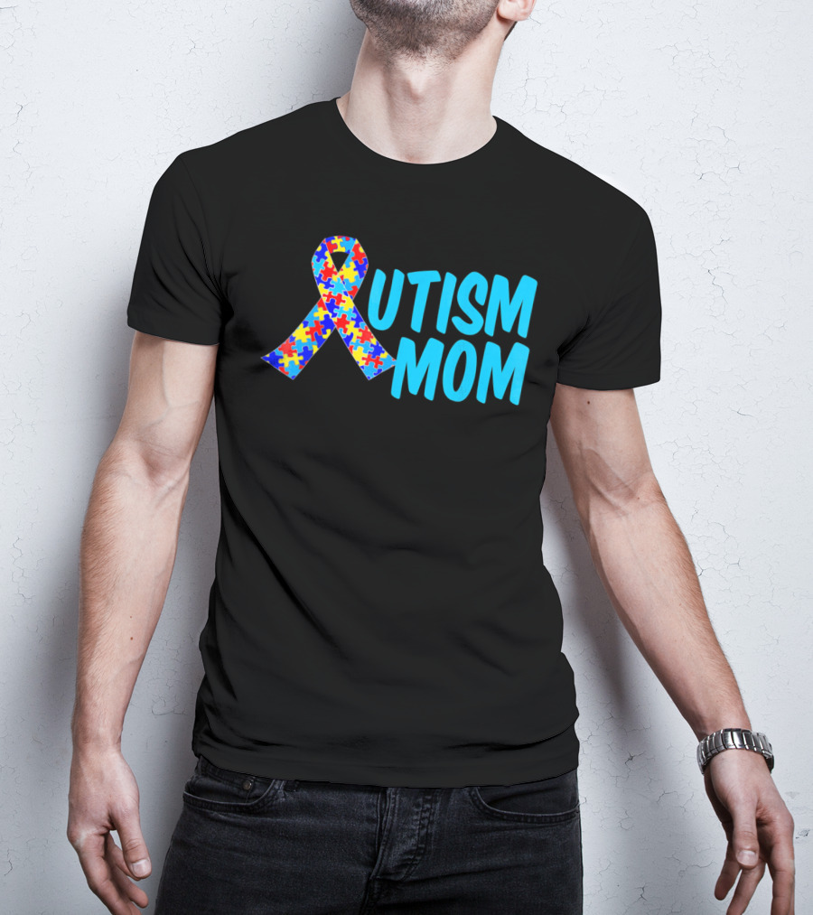 Autism Mom Puzzle Ribbon Awareness T-Shirt