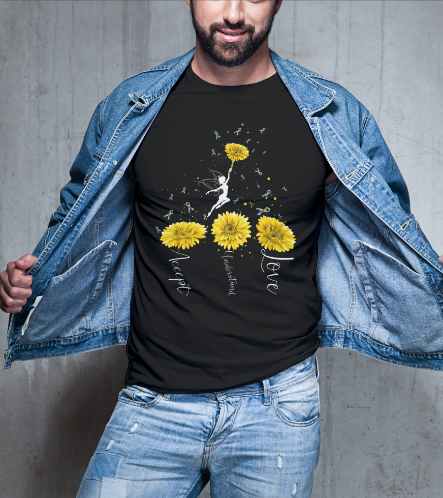 Accept Understand Love Sunflower Autism Awareness Fairy T-Shirt