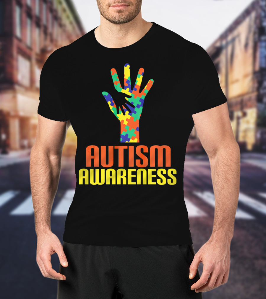 AUTISM AWARENESS Support Autism Speaks Puzzle Piece Hand T-Shirt