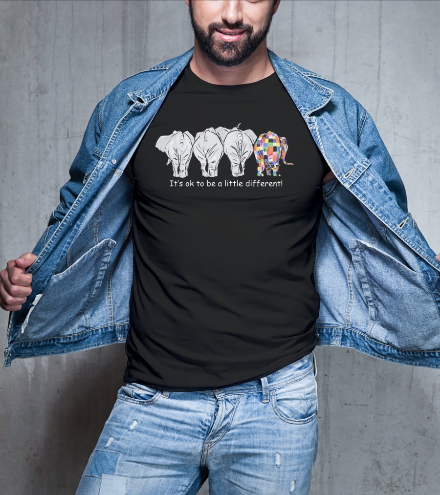 It's Ok To Be A Little Different Autism Colorful Elephant T-Shirt