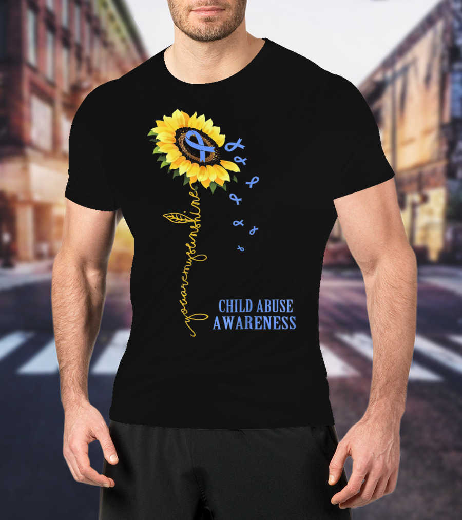 Youaremysunshine Child Abuse Awareness Sunflower Blue T-Shirt