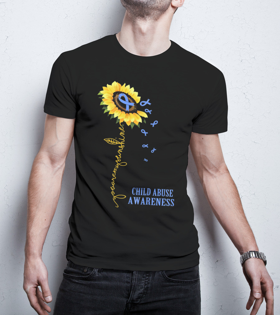 Youaremysunshine Child Abuse Awareness Sunflower Blue T-Shirt