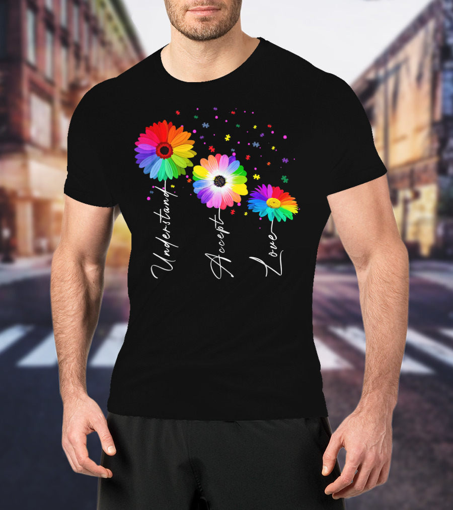 Autism Awareness Daisy Flower Accept Understand Love T-Shirt