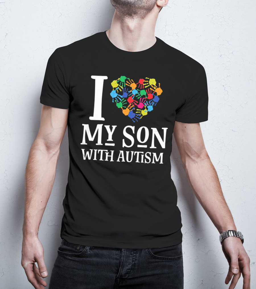 I Love My Son With Autism Spectrum Awareness T-Shirt
