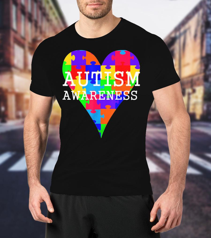 Autism Awareness Puzzle Heart Rainbow T-Shirt