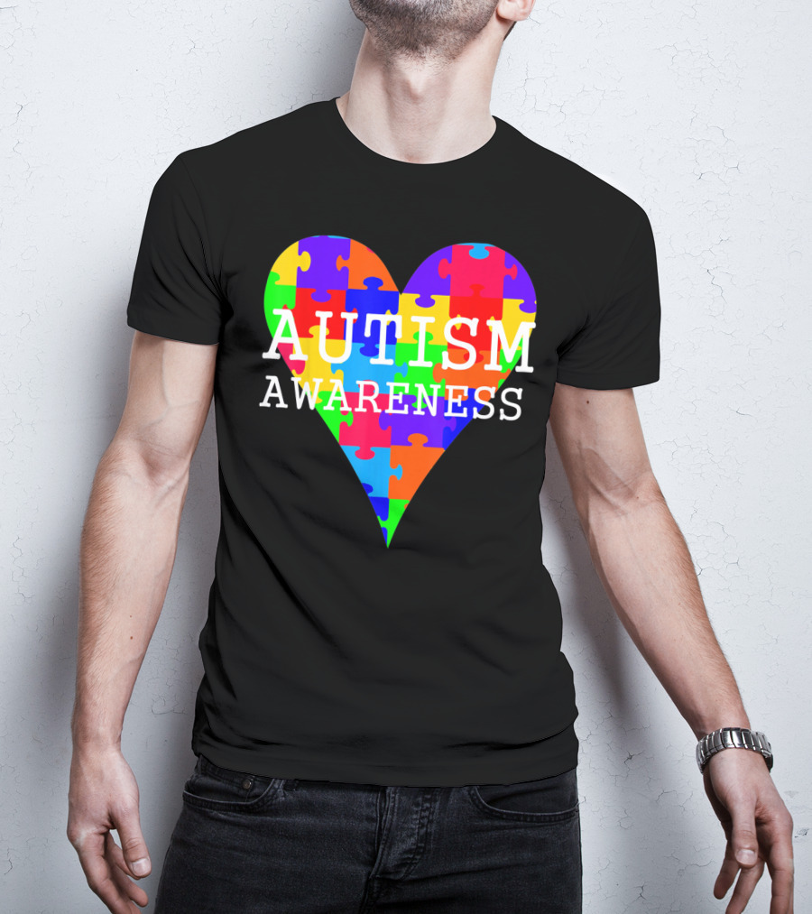 Autism Awareness Puzzle Heart Rainbow T-Shirt