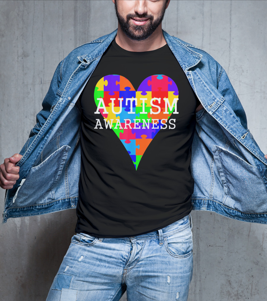 Autism Awareness Puzzle Heart Rainbow T-Shirt