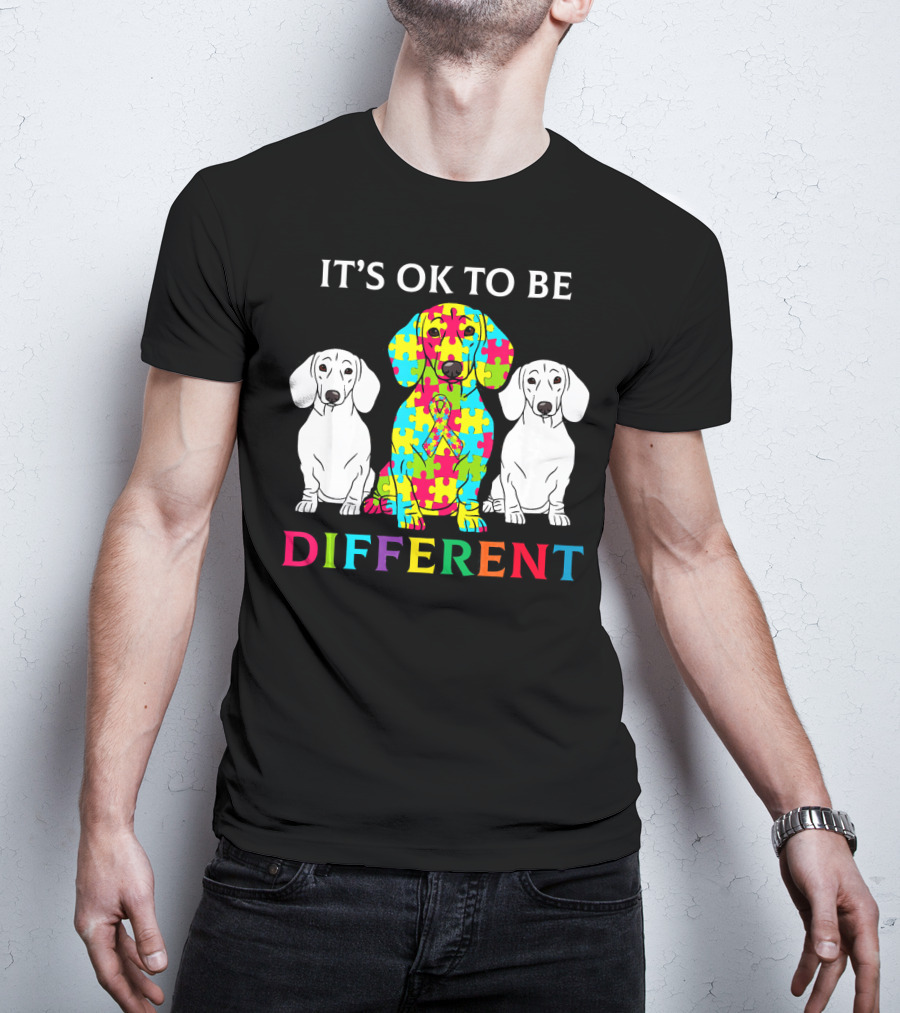 It's OK To Be Different Dachshund Dog Autism Puzzle Colorful T-Shirt