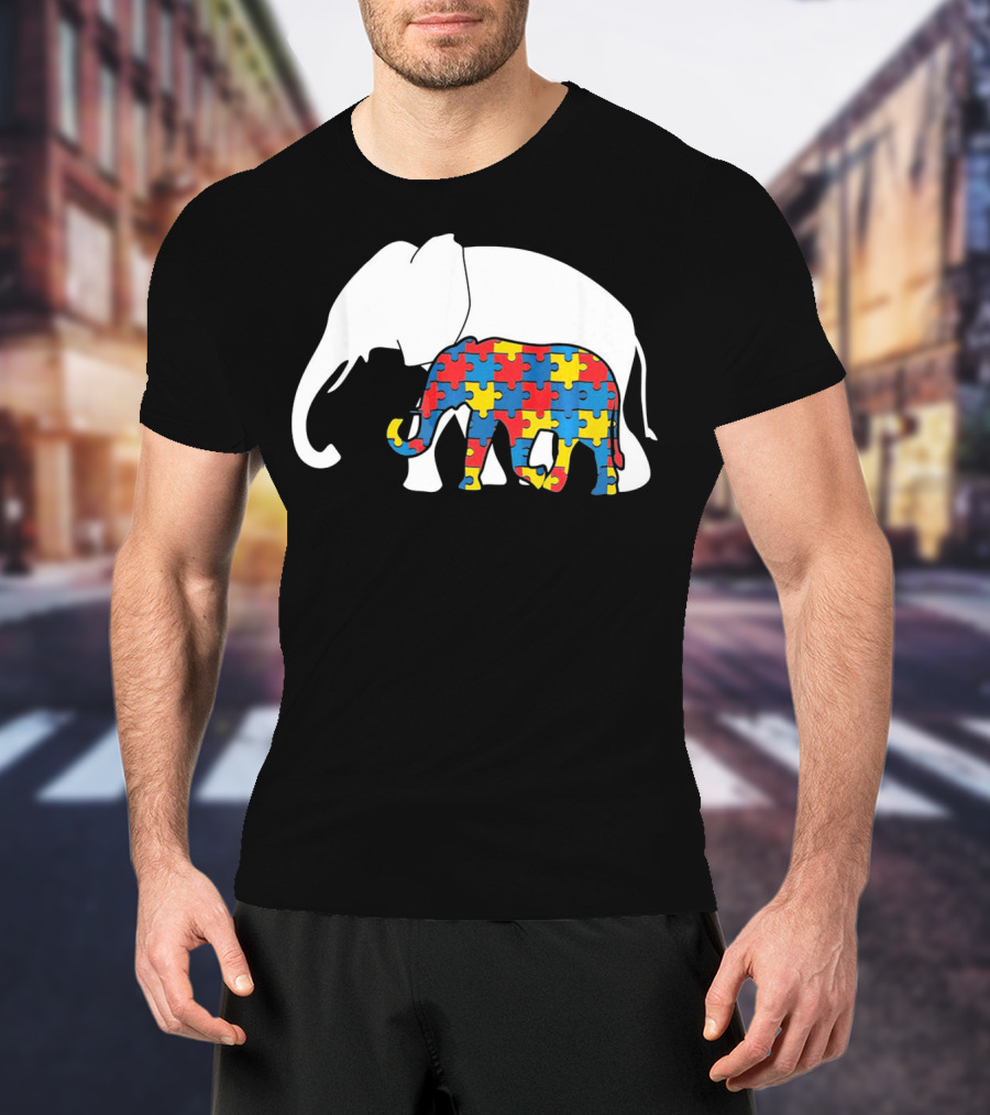 Autism Awareness Puzzle Elephant T-Shirt