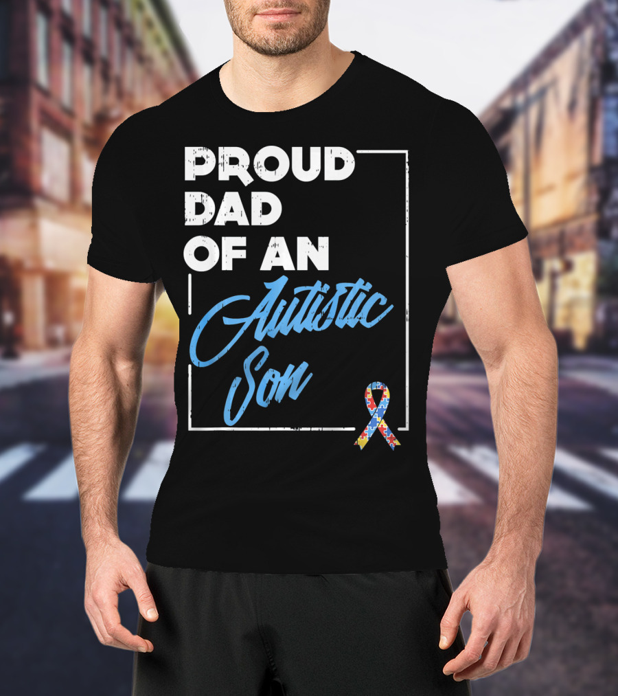 Proud Dad Of An Autistic Son Puzzle T-Shirt