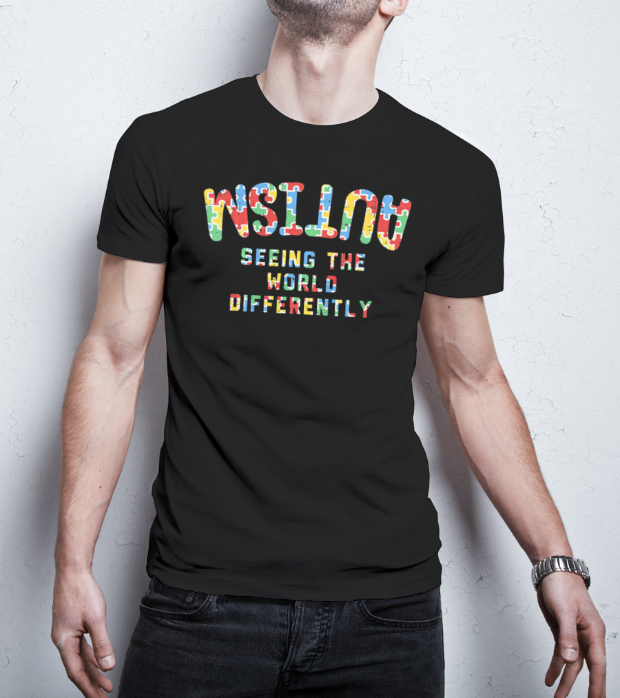 Autism Seeing The World Differently Puzzle Piece Awareness T-Shirt