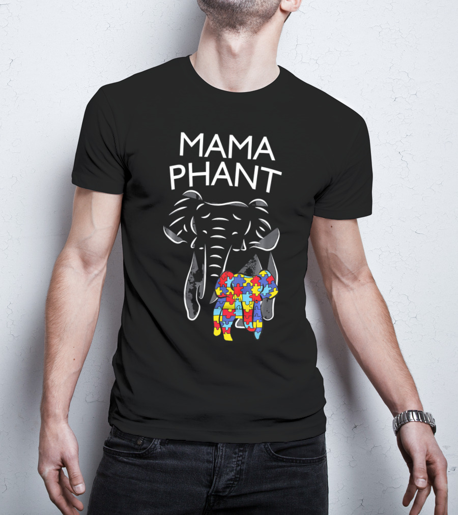 Mama Phant Autism Awareness Puzzle Elephant T-Shirt