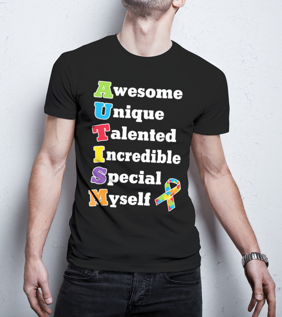 Autism Awesome Unique Talented Incredible Special Myself Awareness Puzzle T-Shirt