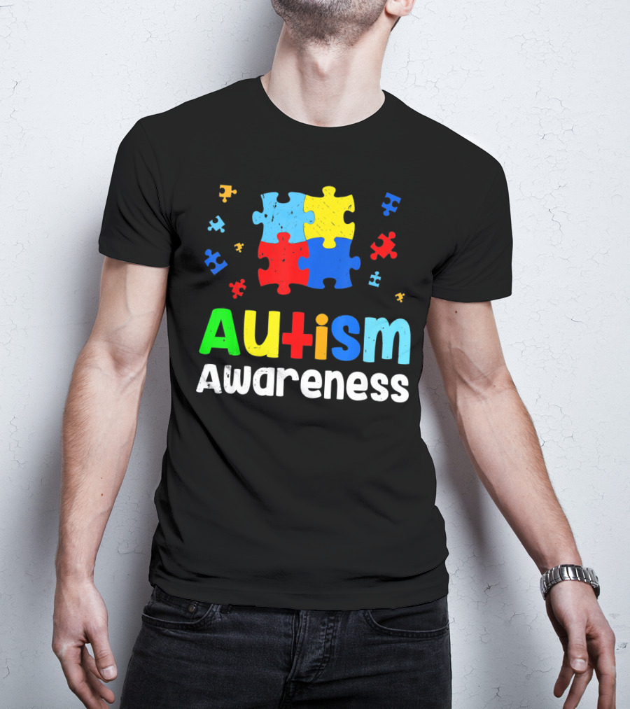 Autism Awareness Puzzle Pieces Heart Aut T-Shirt