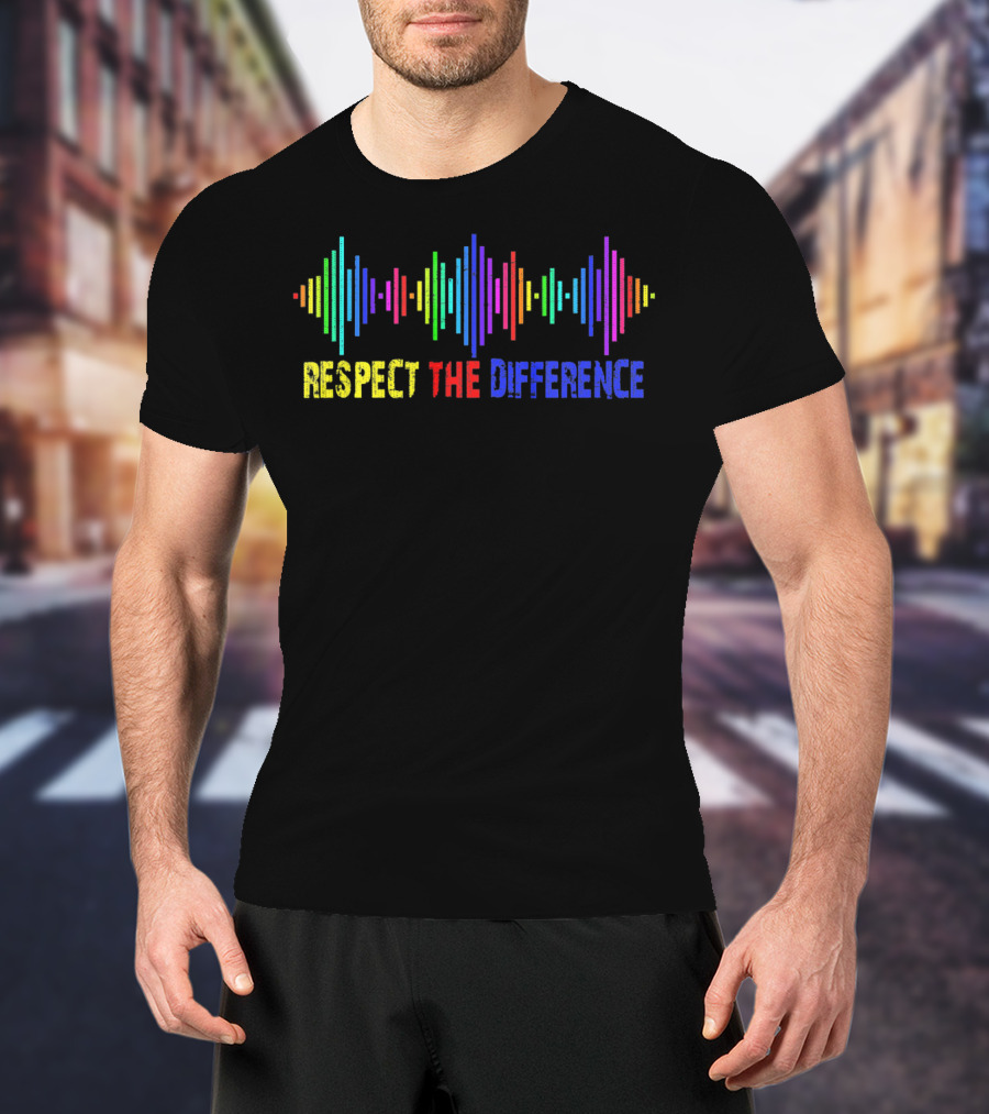 Respect The Difference Autism Awareness Colorful Soundwave T-Shirt