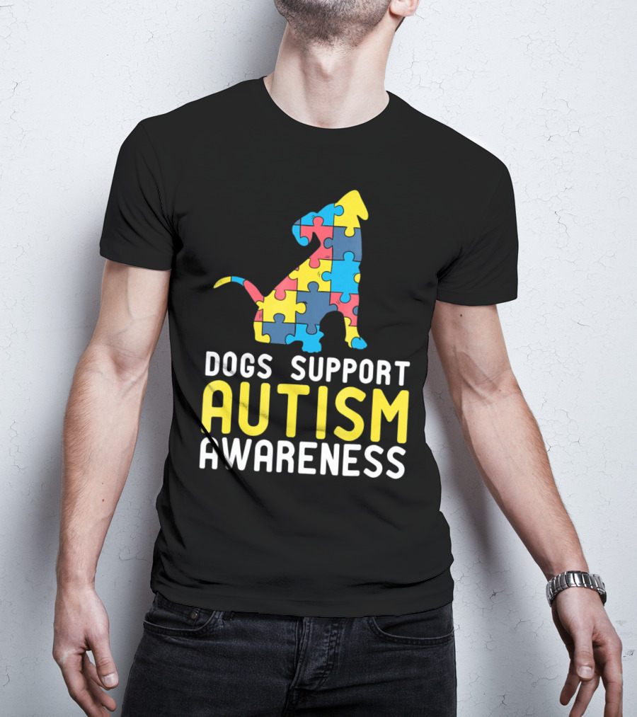Dogs Support Autism Awareness Novelty Autism Dog Lover Awareness T-Shirt