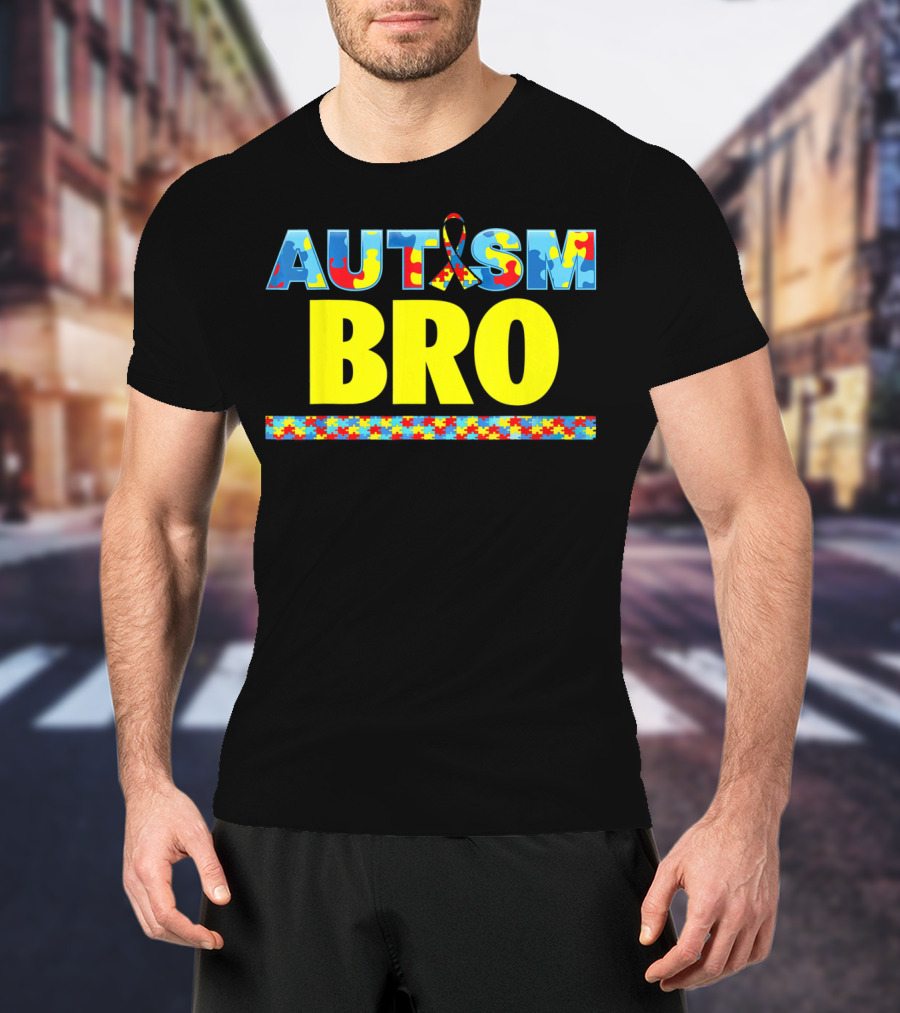 Autism Puzzle Ribbon Bro Brother Awareness Support T-Shirt