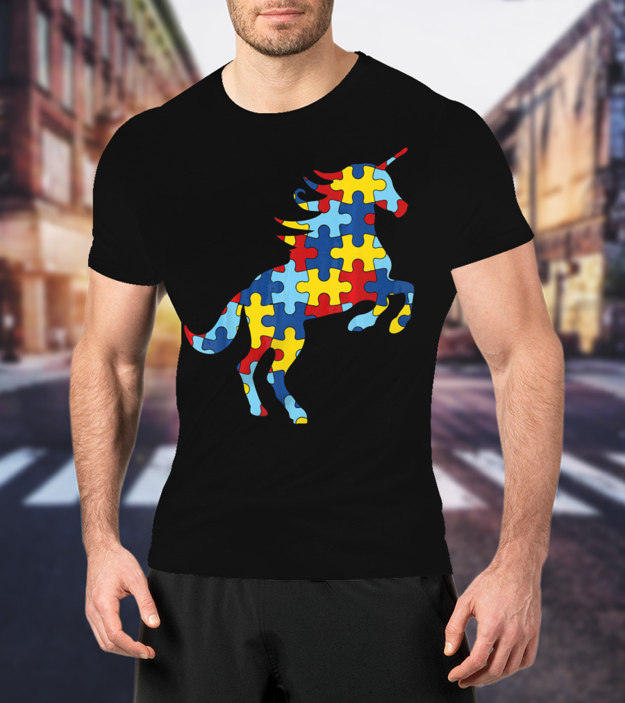 Autism Awareness Day Unicorn Puzzle T-Shirt