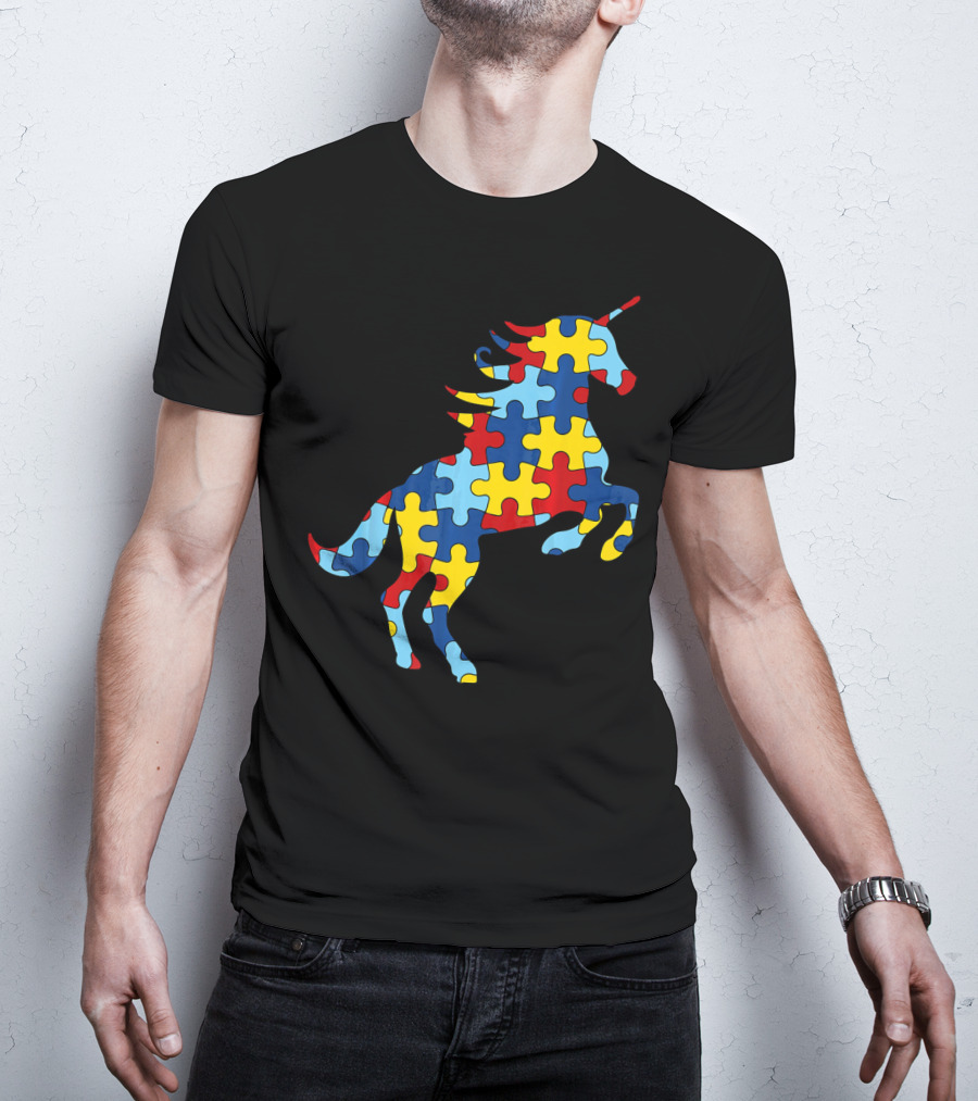 Autism Awareness Day Unicorn Puzzle T-Shirt