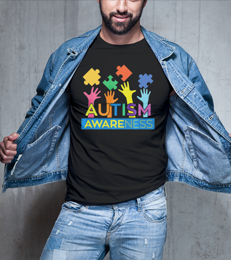 Autism Awareness Colorful Puzzle Hands T-Shirt