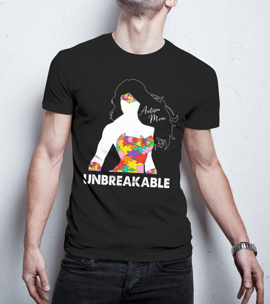 Autism Mom Unbreakable Puzzle Piece Empowerment T-Shirt