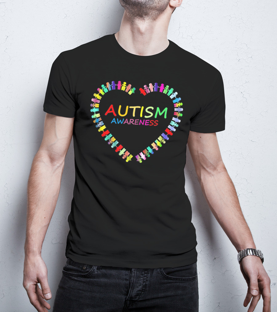 Autism Awareness Multicolor Heart Puzzle Piece T-Shirt