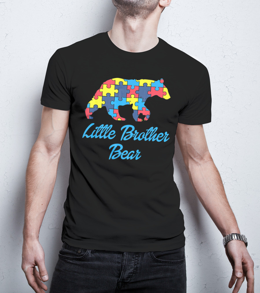 Little Brother Bear Autism Awareness Puzzle T-Shirt