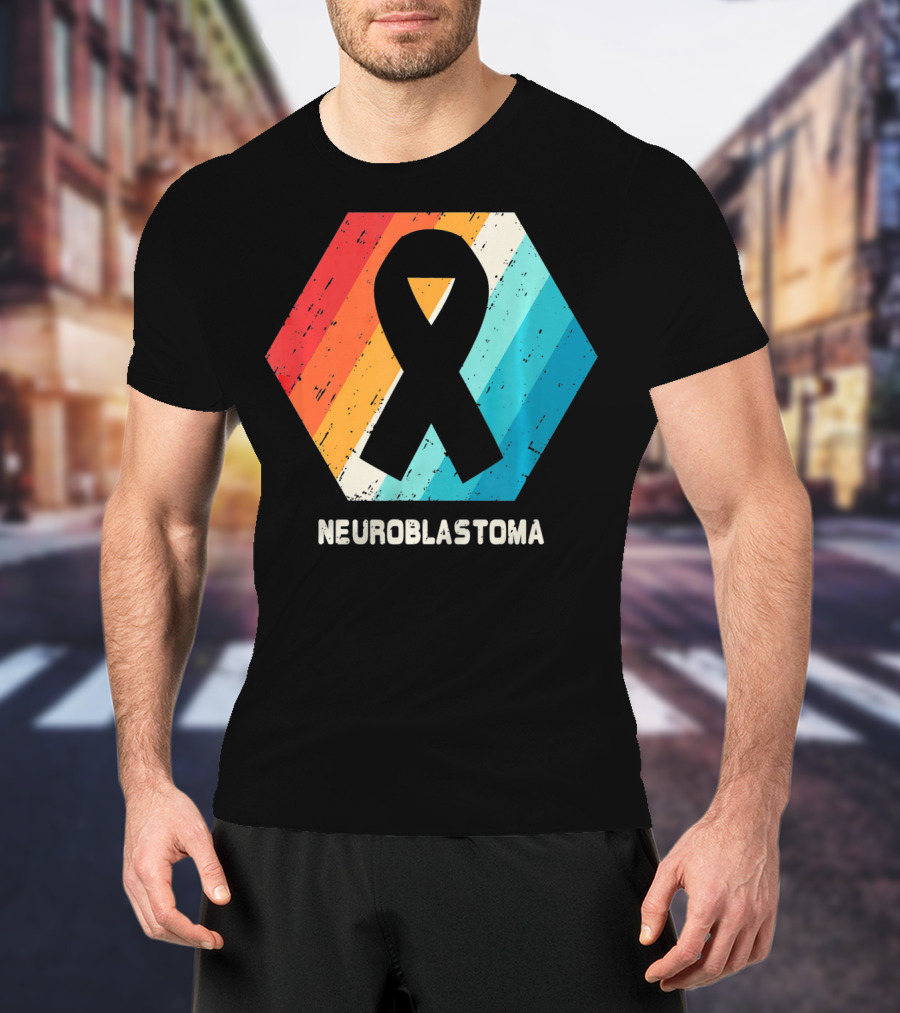 Neuroblastoma Awareness Ribbon Retro Hexagon T-Shirt
