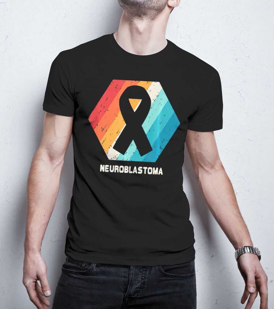 Neuroblastoma Awareness Ribbon Retro Hexagon T-Shirt