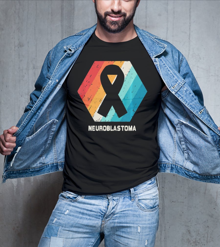 Neuroblastoma Awareness Ribbon Retro Hexagon T-Shirt
