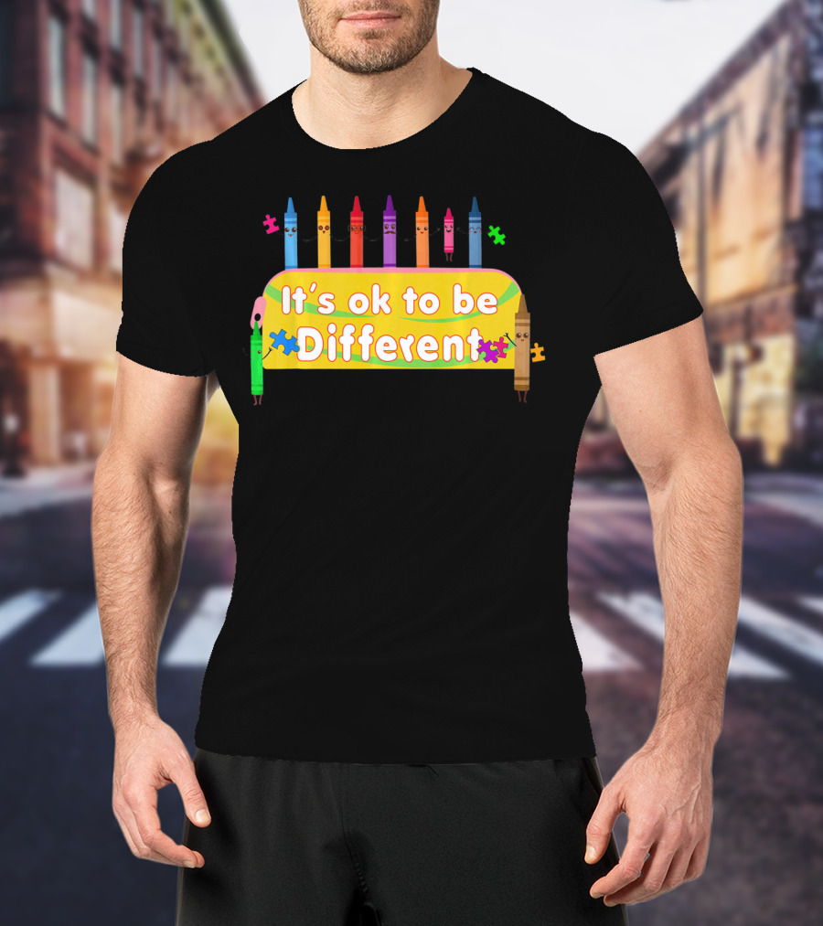 It's Ok To Be Different Crayons Back To School Autism Awareness T-Shirt