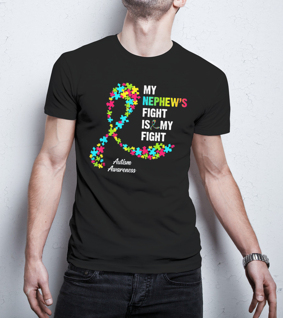 My Nephew's Fight Is My Fight Autism Awareness Puzzle T-Shirt