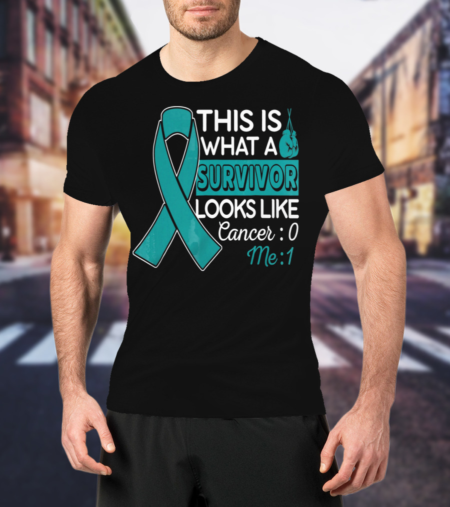 This Is What A Survivor Looks Like Cancer 0 Me 1 T-Shirt